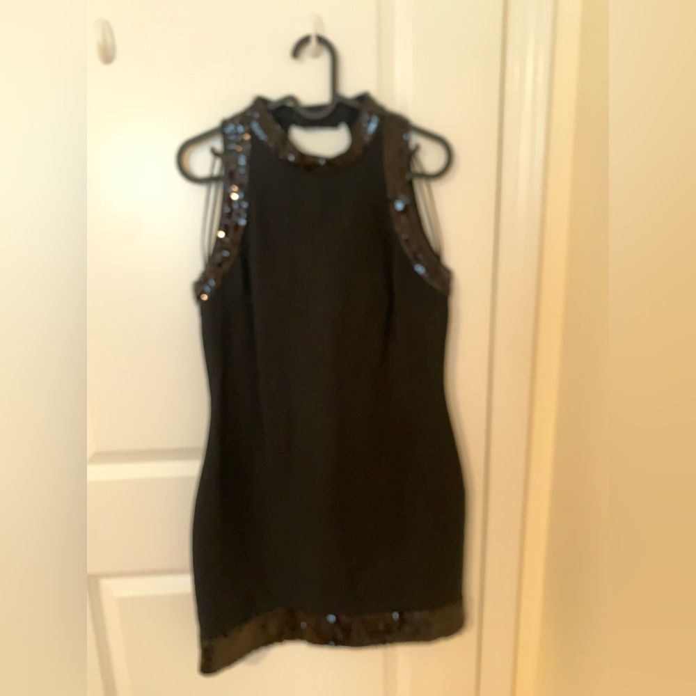 Mango Black Mini Dress with Sequin Accents